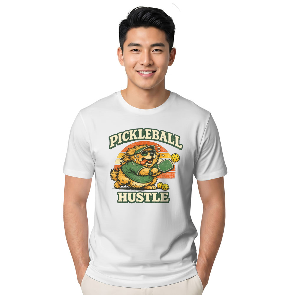 Pickleball Hustle Vintage Fluffy Golden Retriever Shirt Funny Gifts for Men Women Boy Kids T-Shirt
