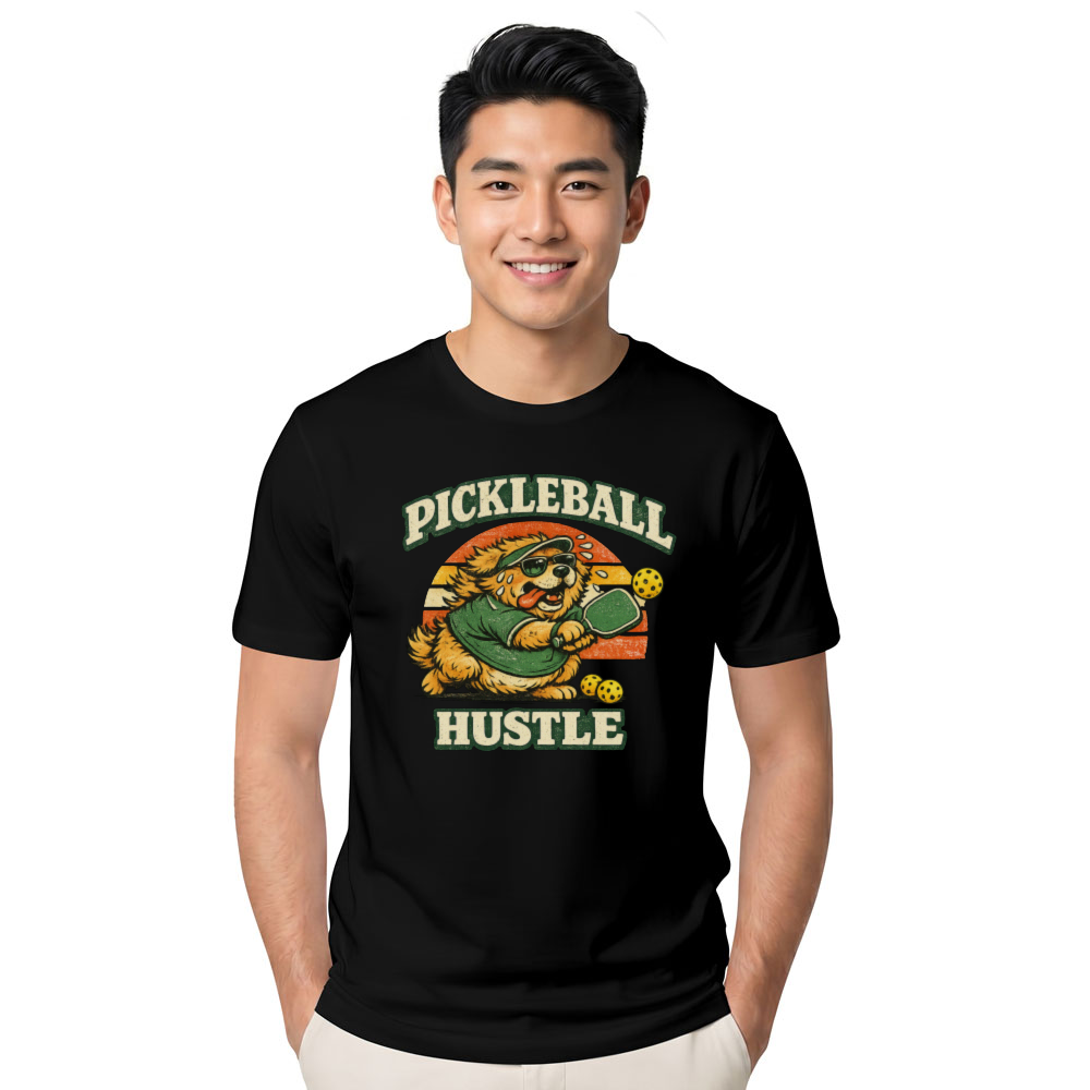 Pickleball Hustle Vintage Fluffy Golden Retriever Shirt Funny Gifts for Men Women Boy Kids T-Shirt
