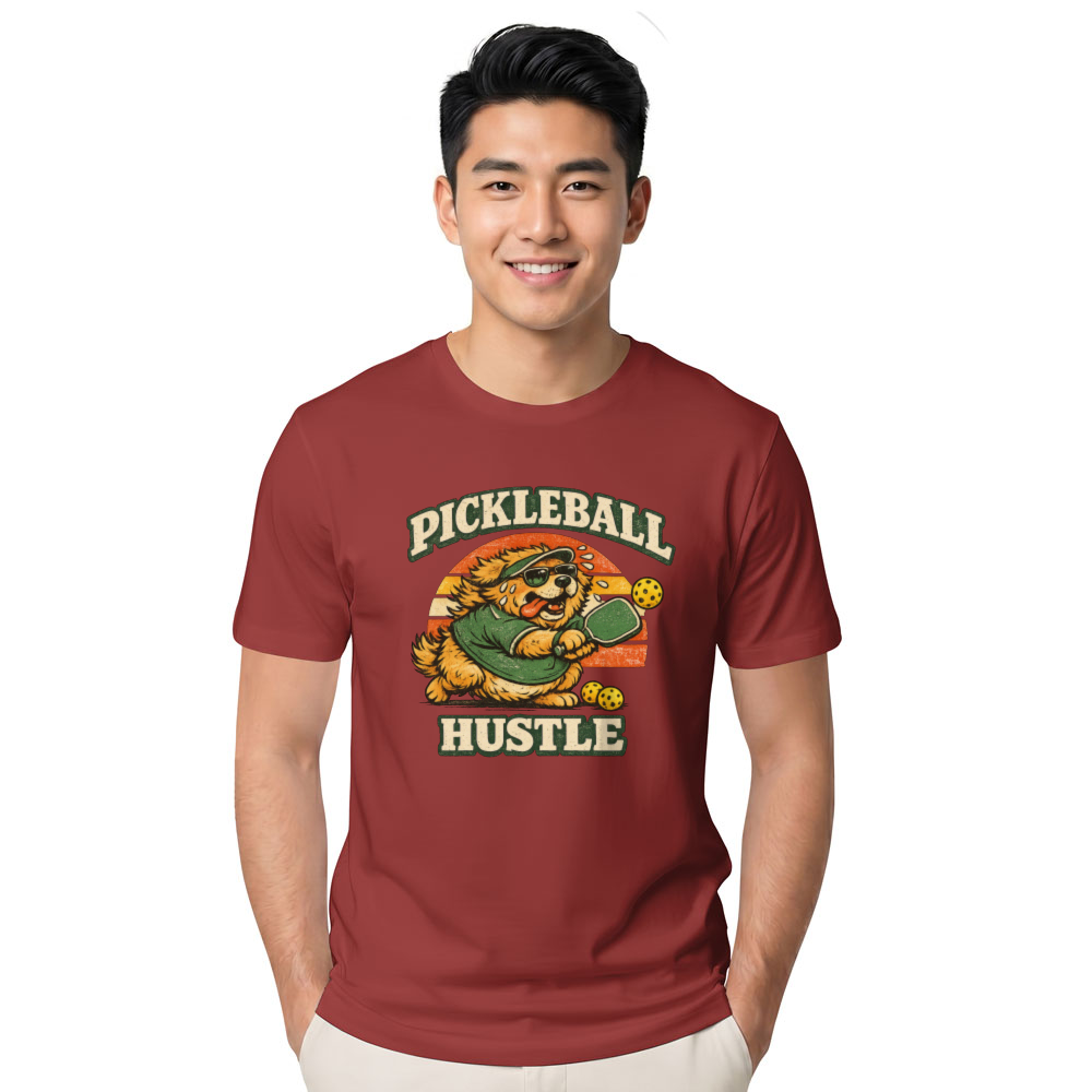 Pickleball Hustle Vintage Fluffy Golden Retriever Shirt Funny Gifts for Men Women Boy Kids T-Shirt