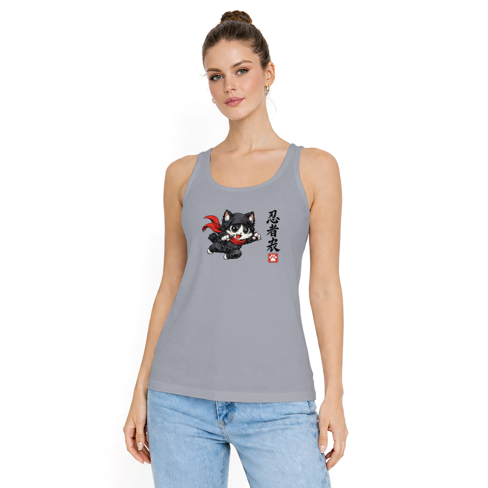 Chibi Ninja Cat Tanktop Minimal Shinobi Art Playful Gifts for Men Women Boy Kids Tanktop