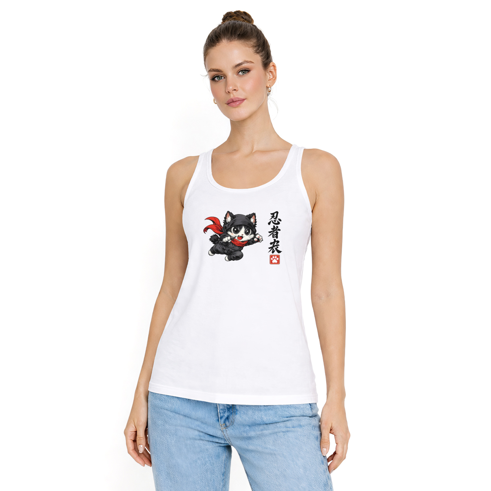 Chibi Ninja Cat Tanktop Minimal Shinobi Art Playful Gifts for Men Women Boy Kids Tanktop