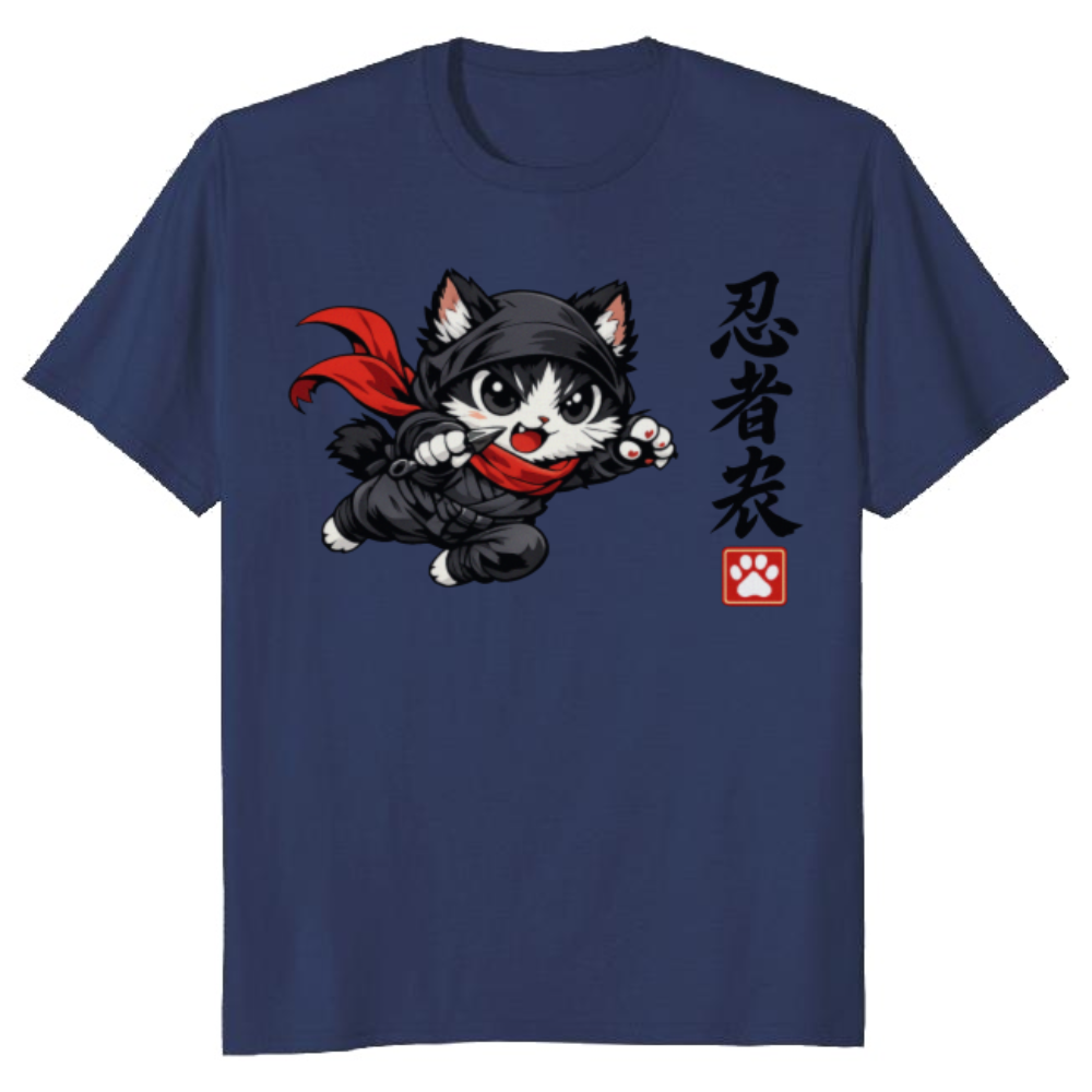 Chibi Ninja Cat T-Shirt Playful Shinobi Art Cute Gifts for Men Women Boy Kids T-Shirt