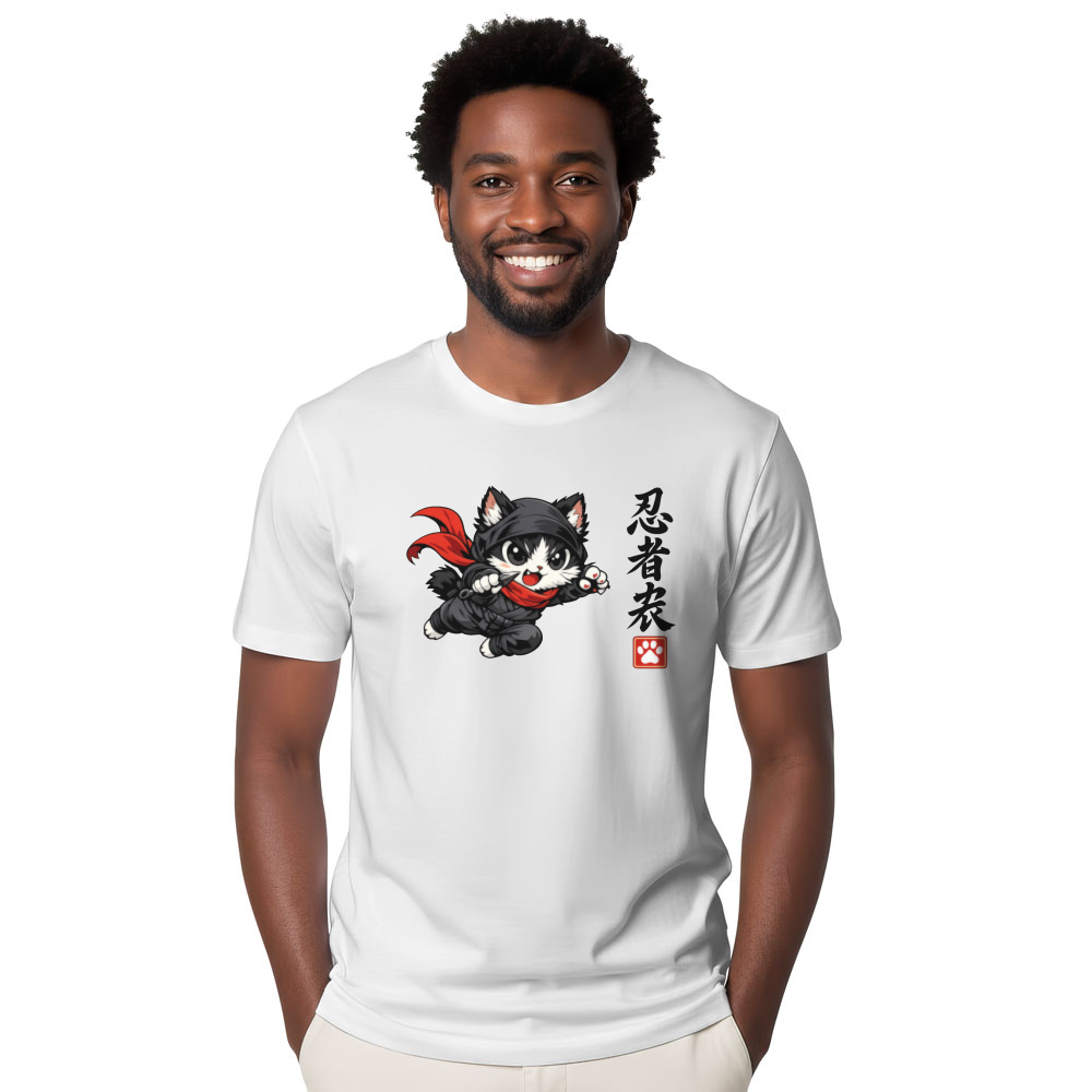 Chibi Ninja Cat T-Shirt Playful Shinobi Art Cute Gifts for Men Women Boy Kids T-Shirt