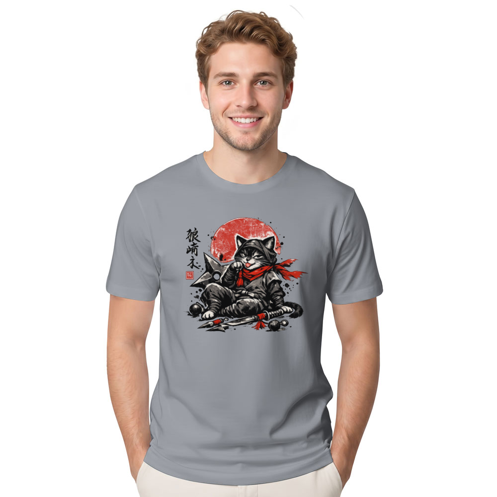 Vintage Sumi E Ninja Cat T-Shirt Playful Gifts for Men Women Boy Kids T-Shirt