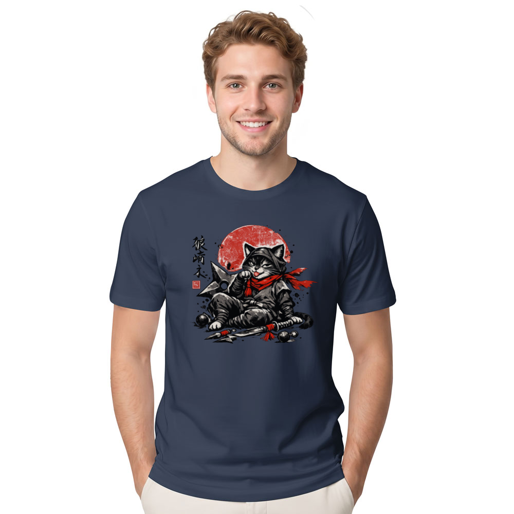 Vintage Sumi E Ninja Cat T-Shirt Playful Gifts for Men Women Boy Kids T-Shirt