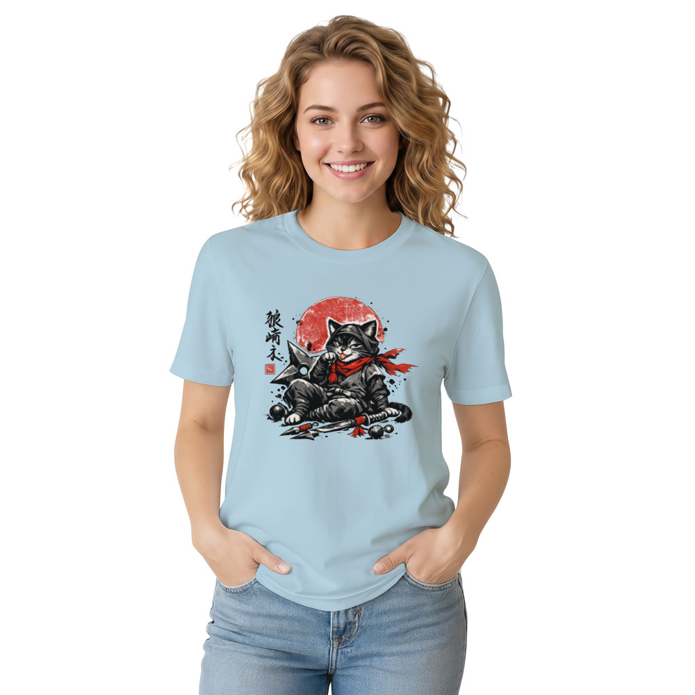 Vintage Sumi E Ninja Cat T-Shirt Playful Gifts for Men Women Boy Kids T-Shirt