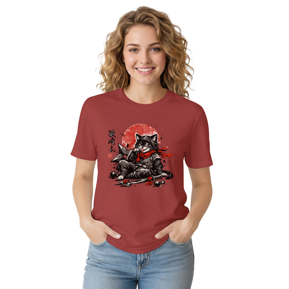 Vintage Sumi E Ninja Cat T-Shirt Playful Gifts for Men Women Boy Kids T-Shirt