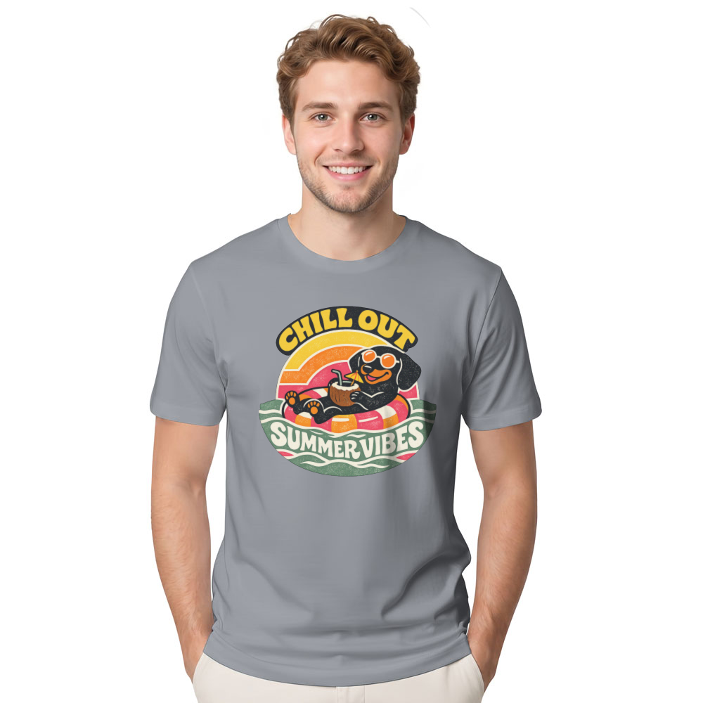 Smiling Dachshund 70s Retro Vector Tee Retro Gifts for Men Women Boy Kids T-Shirt