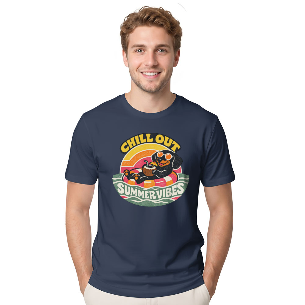 Smiling Dachshund 70s Retro Vector Tee Retro Gifts for Men Women Boy Kids T-Shirt