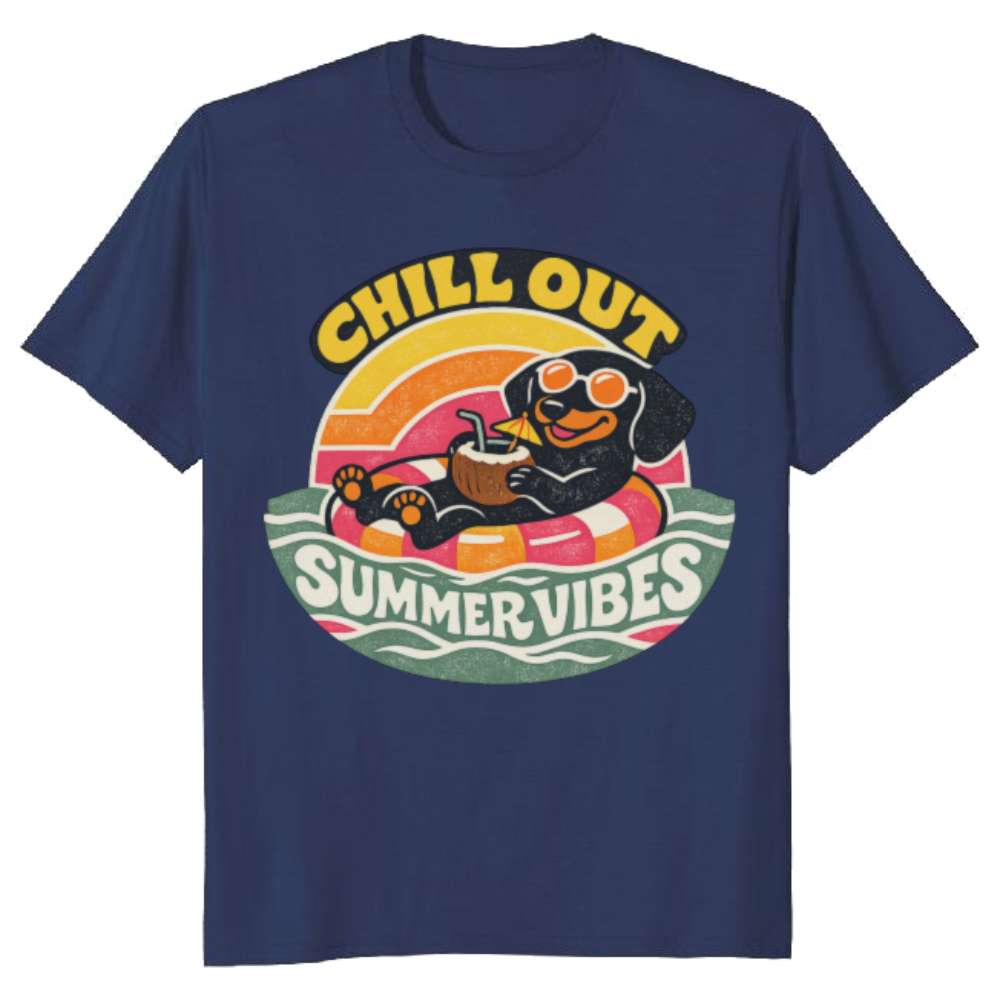 Smiling Dachshund 70s Retro Vector Tee Retro Gifts for Men Women Boy Kids T-Shirt