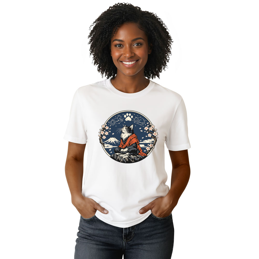 Celestial Sage Ukiyoe Hermit Cat Graphic Mystical Gifts for Men Women Boy Kids T-Shirt