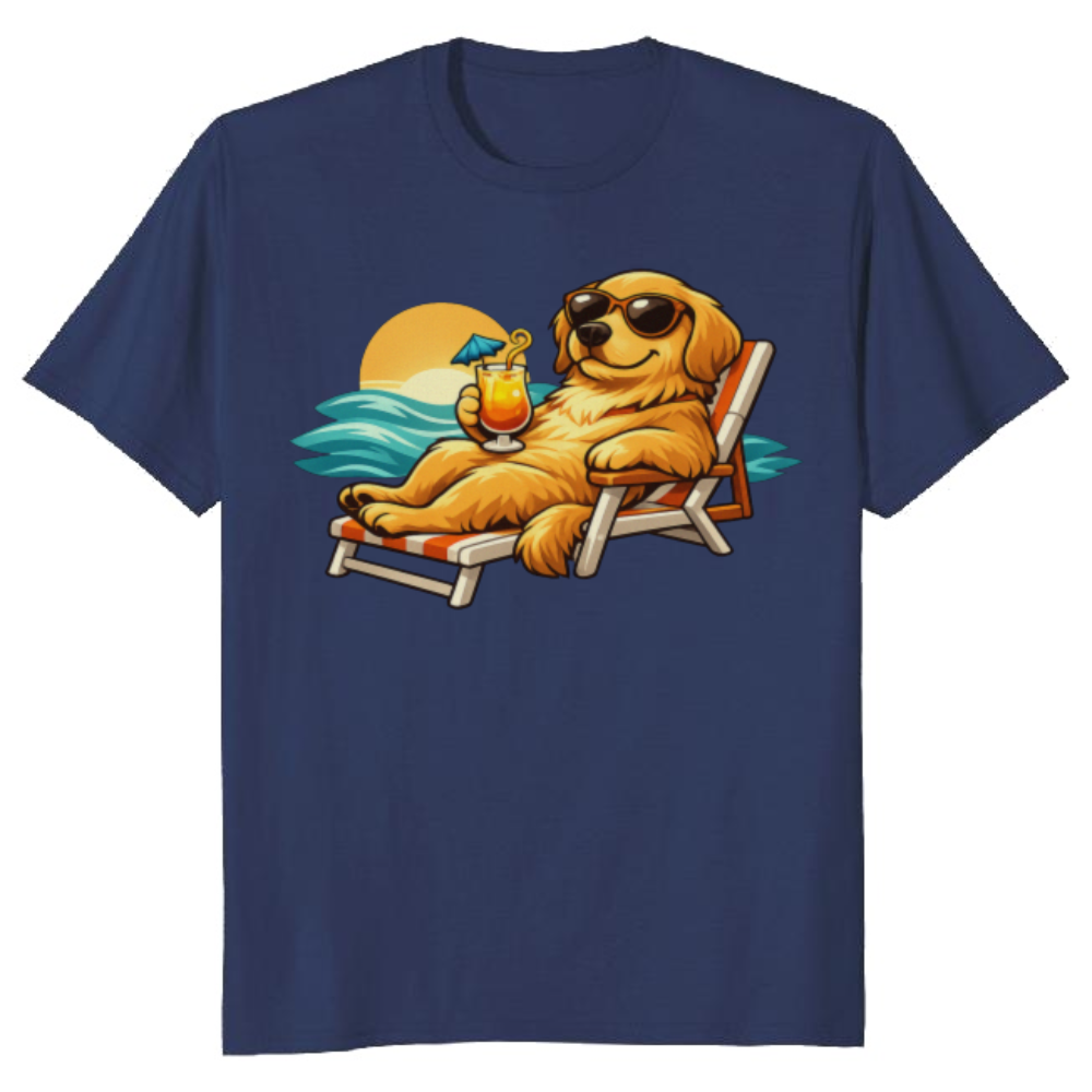 Golden Retriever Unbothered Ocean Lounge Aesthetic Tee Charming Gifts for Men Women Boy Kids T-Shirt