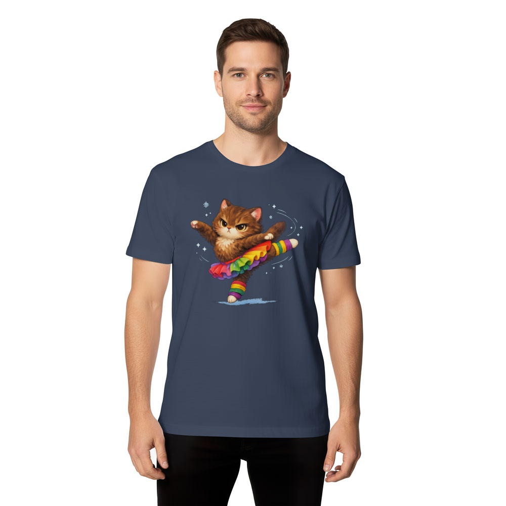 The Alpine Prima Ballerina Cat Snow Slope Illustration Whimsical Gifts for Men Women Girl Kids T-Shirt