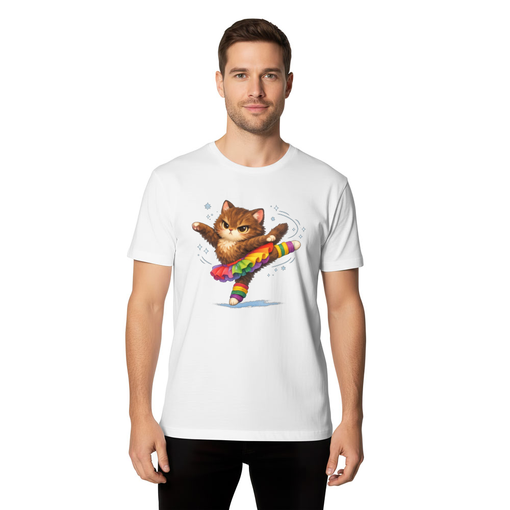 The Alpine Prima Ballerina Cat Snow Slope Illustration Whimsical Gifts for Men Women Girl Kids T-Shirt
