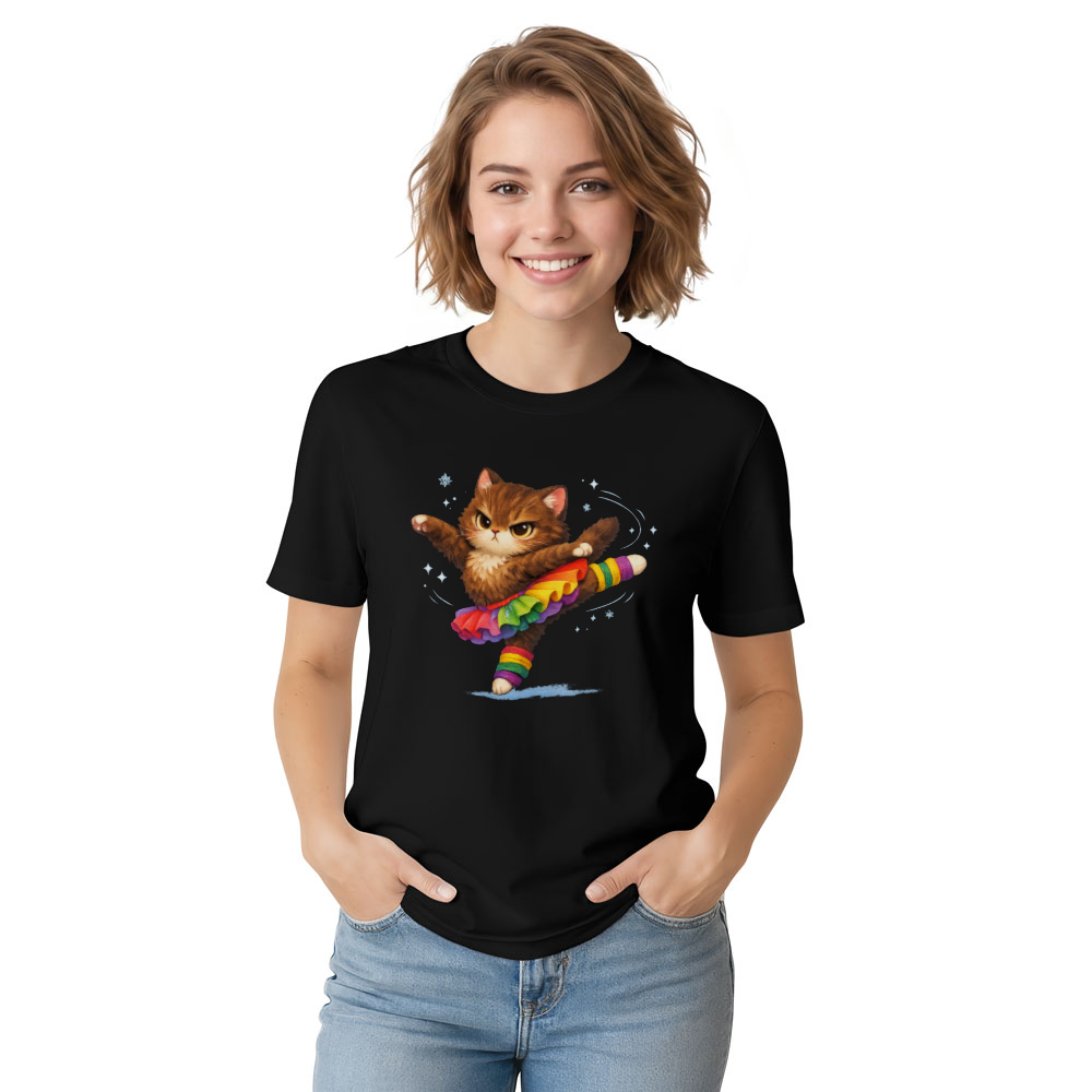 The Alpine Prima Ballerina Cat Snow Slope Illustration Whimsical Gifts for Men Women Girl Kids T-Shirt