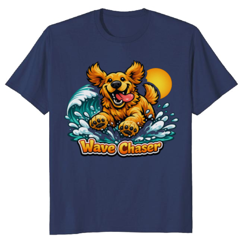 Golden Retriever Wave Chaser Beach Tee Cute Gifts for Men Women Boy Kids T-Shirt