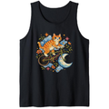 Watercolor Celestial Tabby Moon Rider Tanktop Boho Folk Art Dreamy Gifts for Men Women Boy Kids Tanktop - Unisex