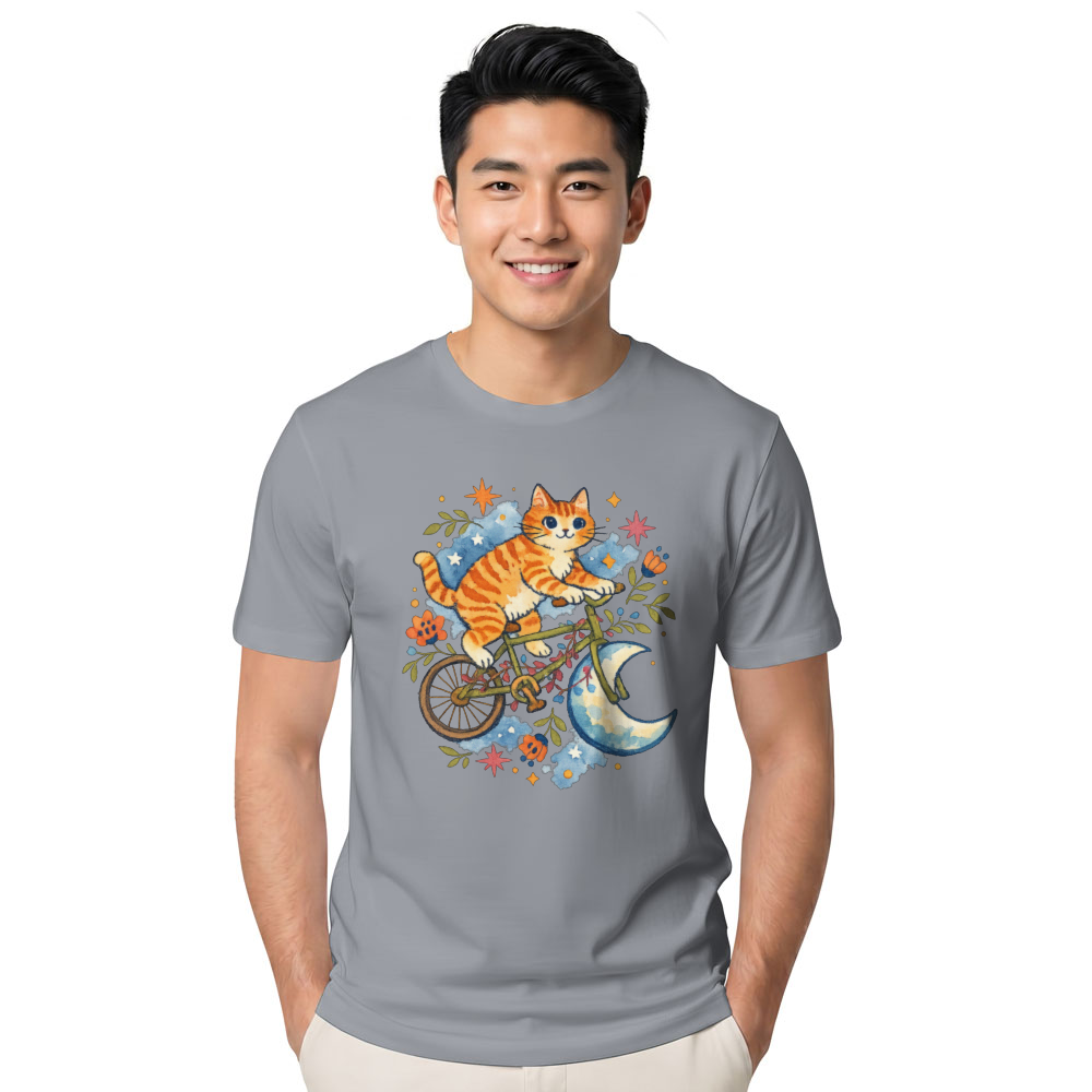 Celestial Tabby Watercolor Moon Rider T-Shirt Dreamy Gifts for Men Women Boy Kids T-Shirt