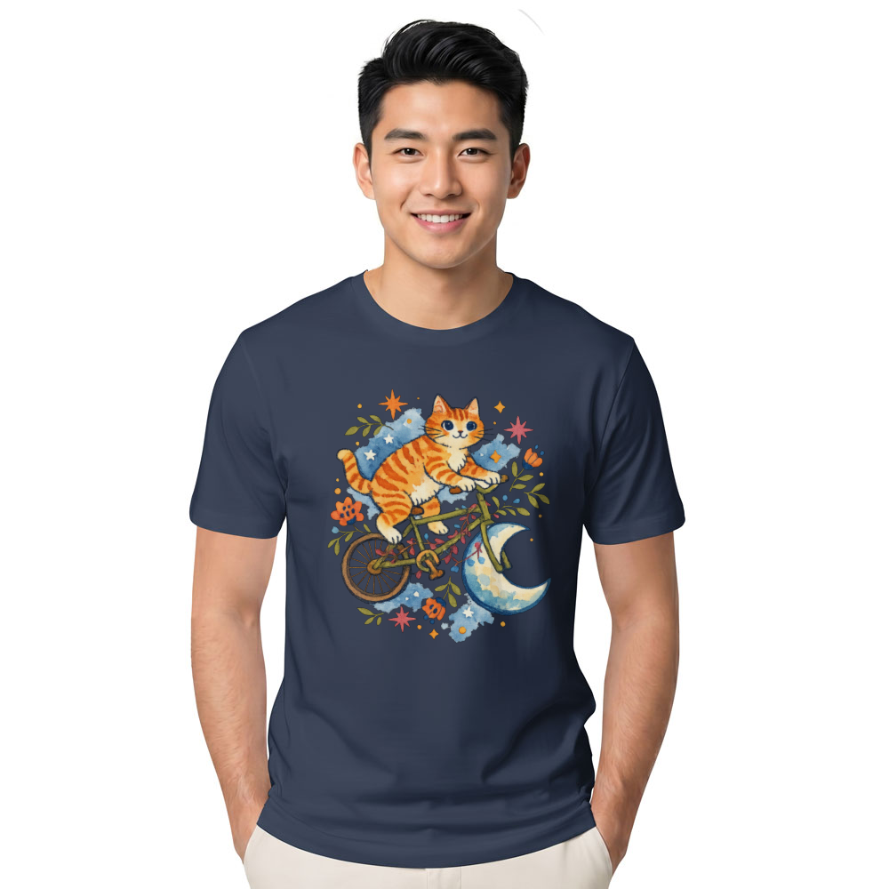 Celestial Tabby Watercolor Moon Rider T-Shirt Dreamy Gifts for Men Women Boy Kids T-Shirt