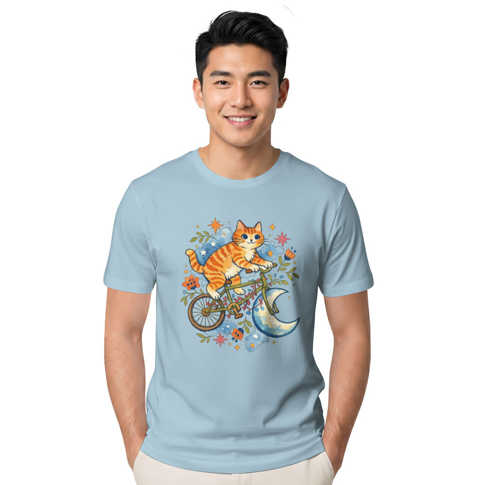 Celestial Tabby Watercolor Moon Rider T-Shirt Dreamy Gifts for Men Women Boy Kids T-Shirt