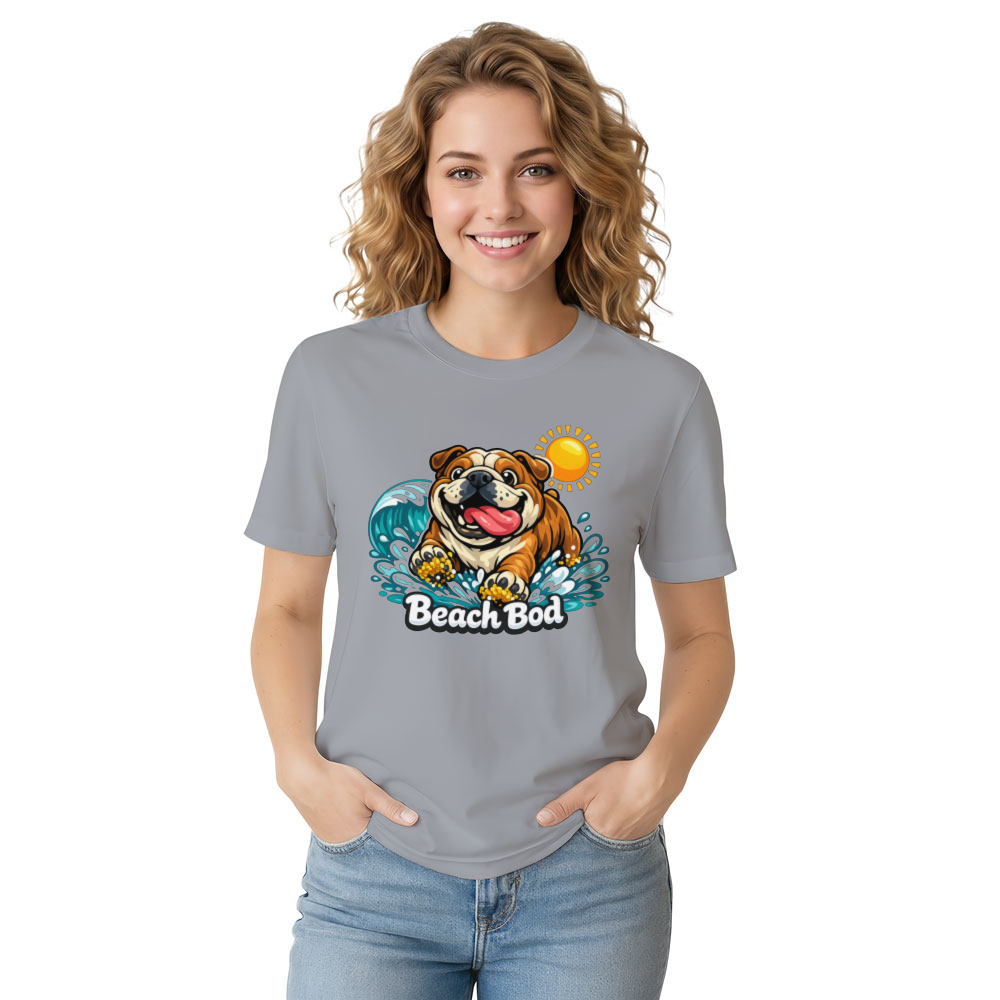 Beach Bod Bulldog Wave Chaser Graphic Funny Gifts for Men Women Boy Kids T-Shirt
