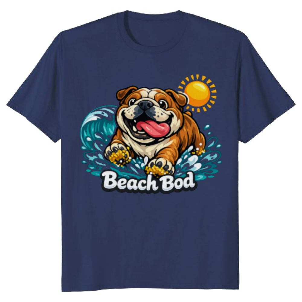 Beach Bod Bulldog Wave Chaser Graphic Funny Gifts for Men Women Boy Kids T-Shirt