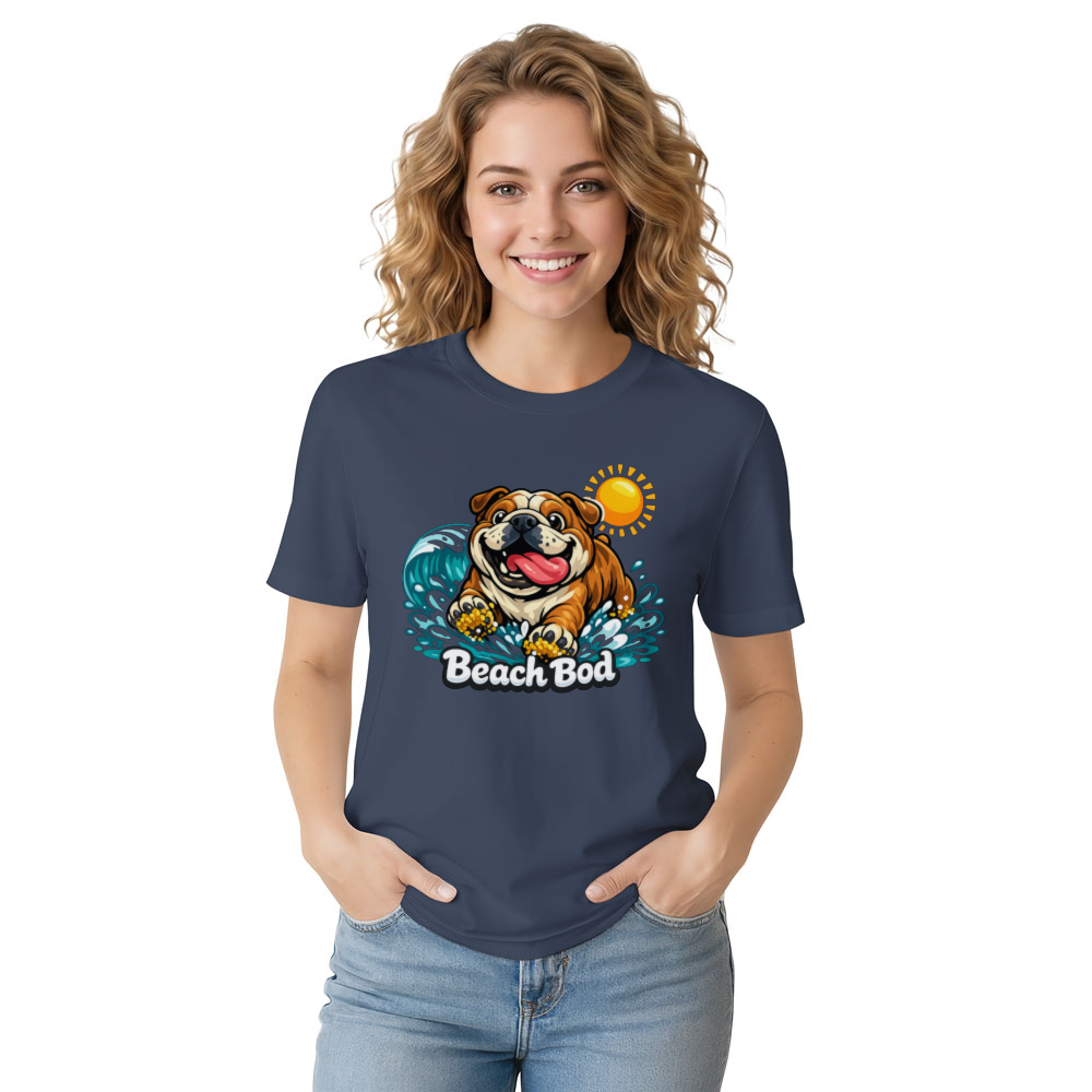 Beach Bod Bulldog Wave Chaser Graphic Funny Gifts for Men Women Boy Kids T-Shirt