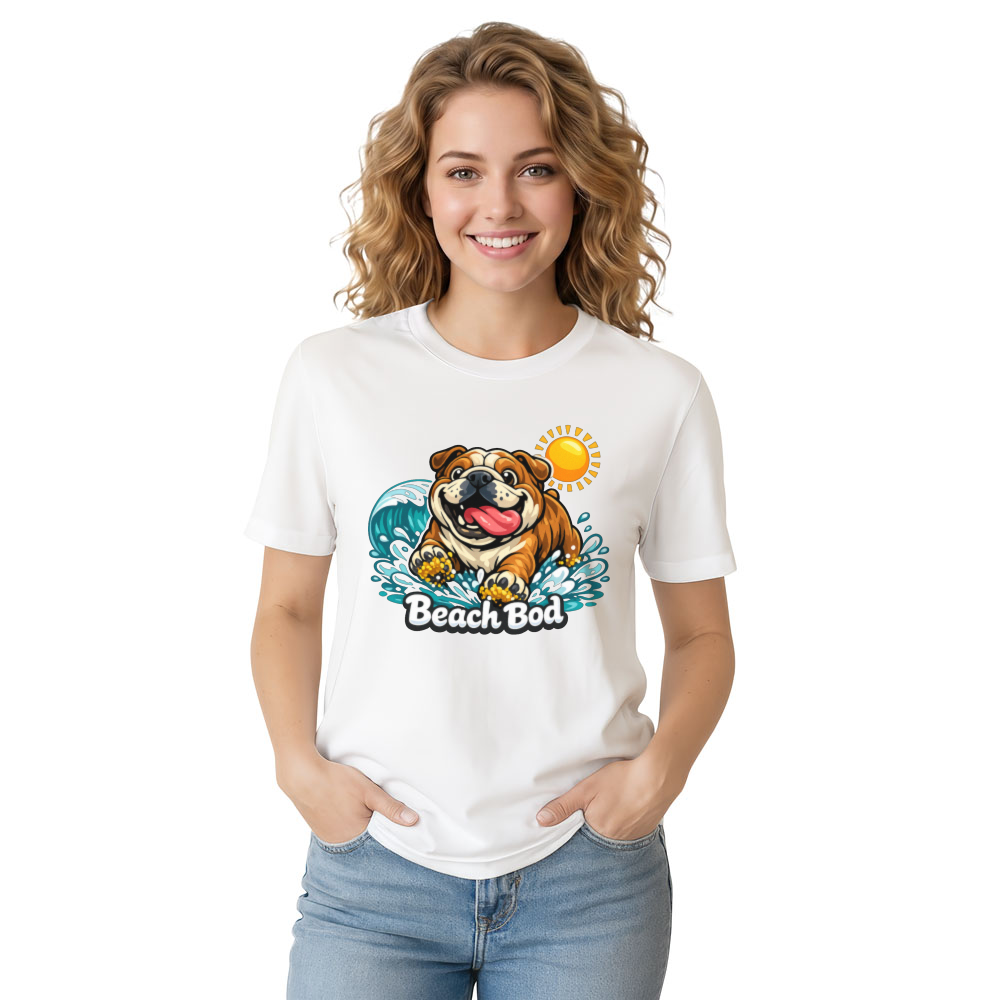Beach Bod Bulldog Wave Chaser Graphic Funny Gifts for Men Women Boy Kids T-Shirt