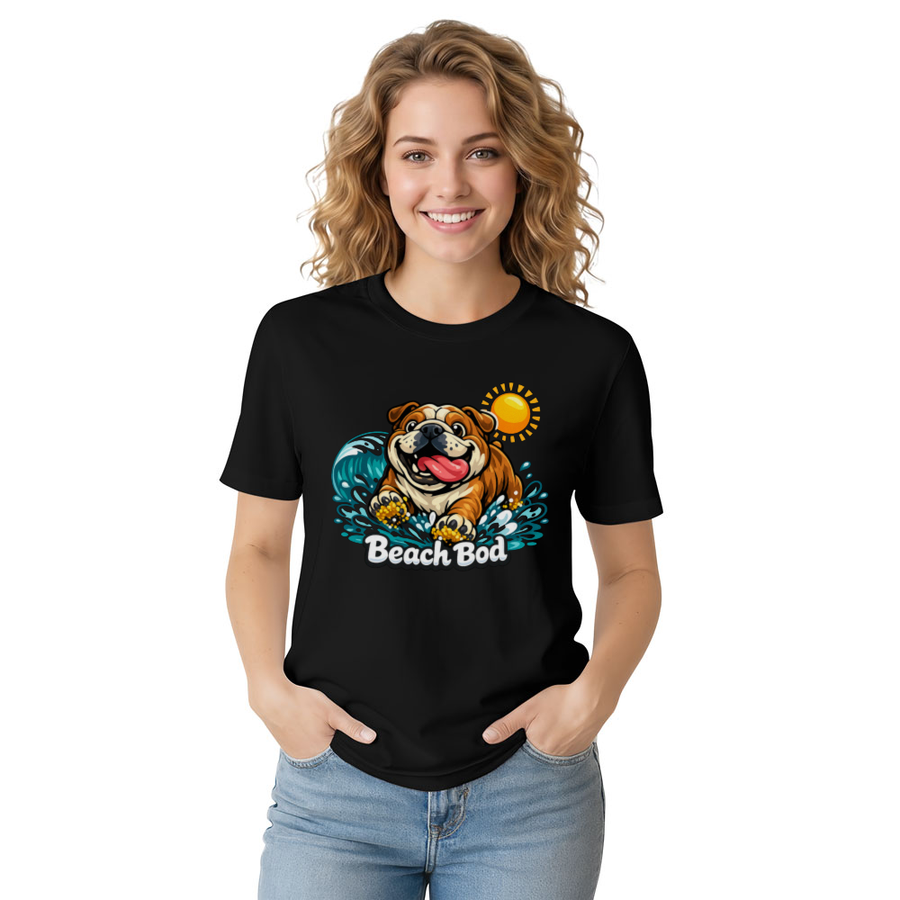Beach Bod Bulldog Wave Chaser Graphic Funny Gifts for Men Women Boy Kids T-Shirt