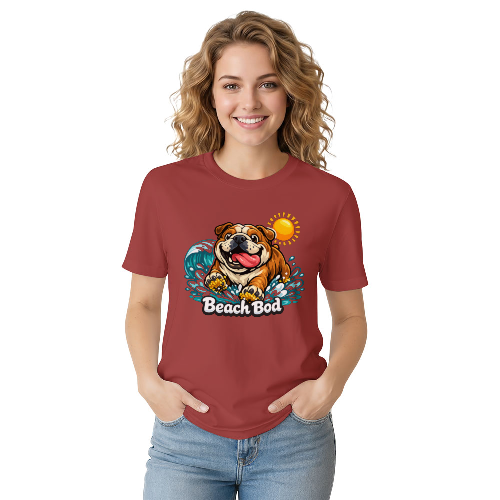Beach Bod Bulldog Wave Chaser Graphic Funny Gifts for Men Women Boy Kids T-Shirt