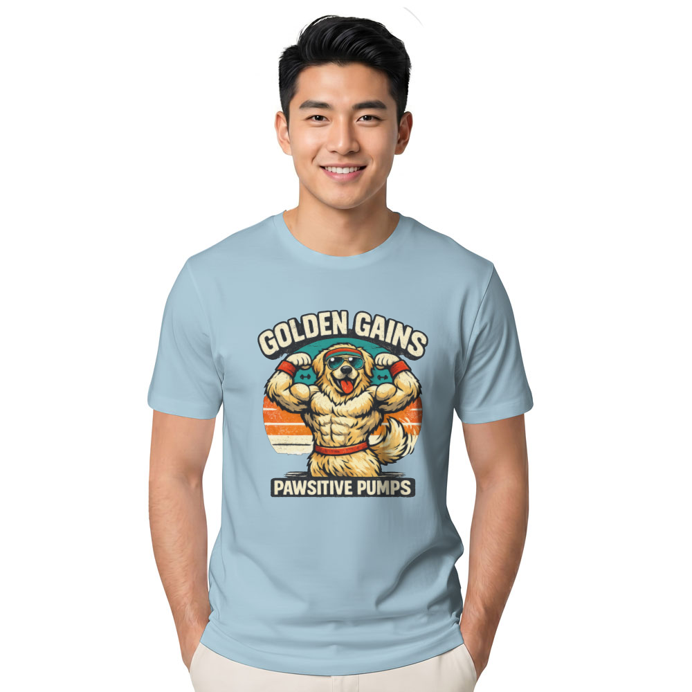Retro Golden Retriever Gym Vintage Sunset Workout Wholesome Gifts for Men Women Boy Kids T-Shirt