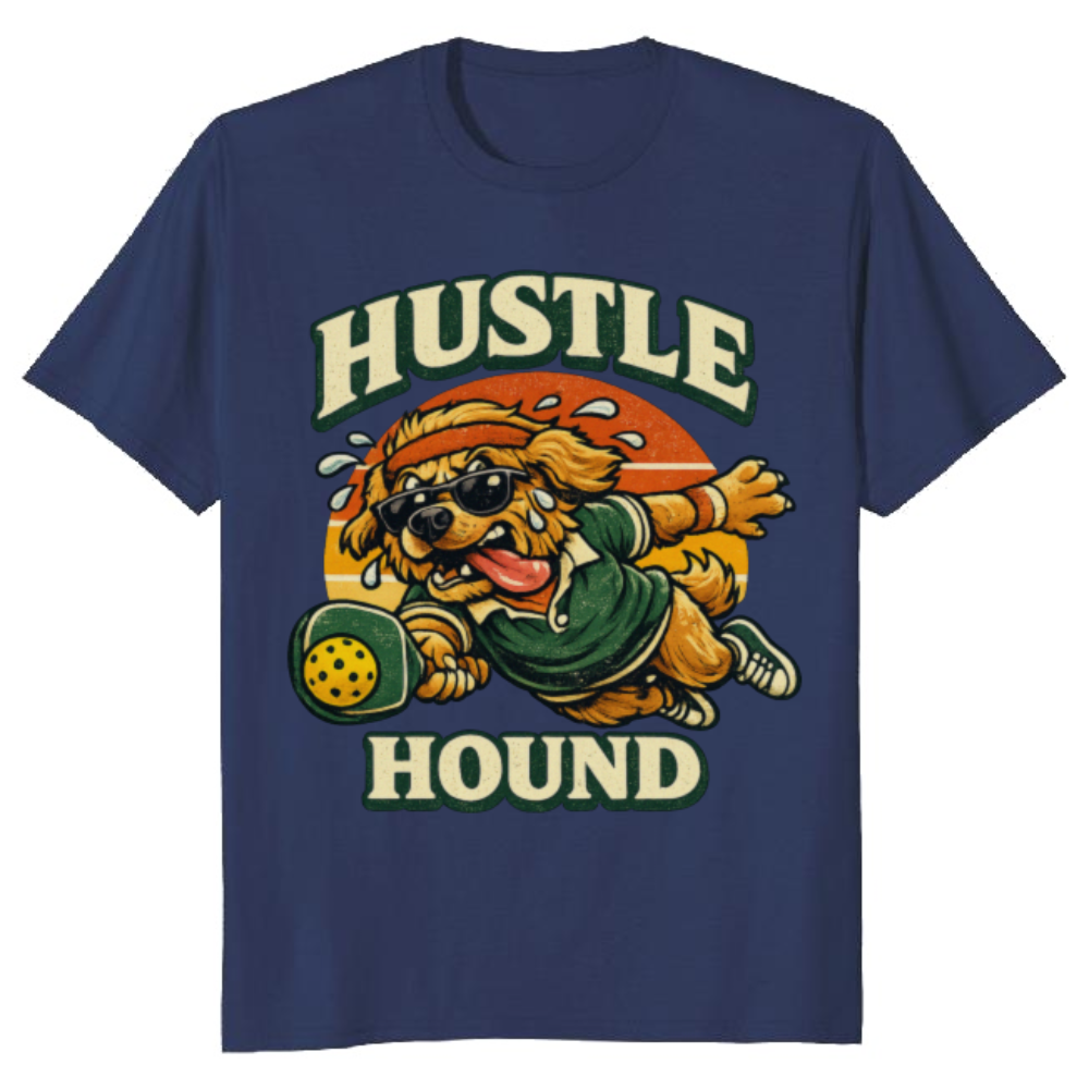Hustle Hound Pickleball Golden Retriever Retro Graphic Vintage Gifts for Men Women Boy Kids T-Shirt