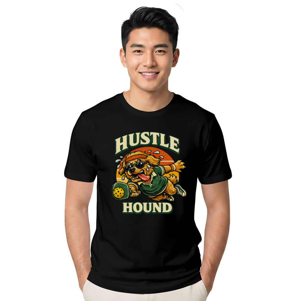 Hustle Hound Pickleball Golden Retriever Retro Graphic Vintage Gifts for Men Women Boy Kids T-Shirt