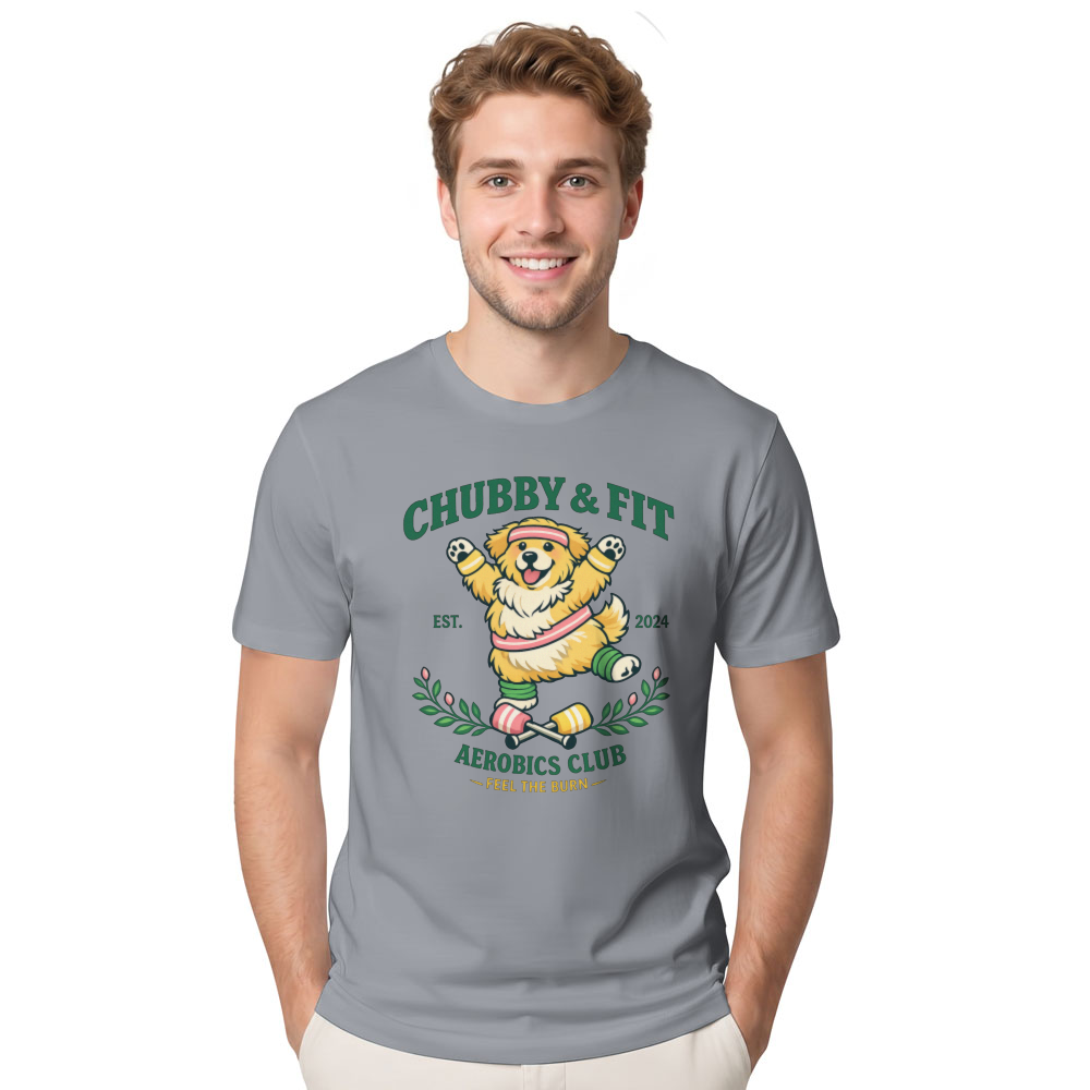 Chubby Golden Retriever Aerobics Club Retro Preppy Dog Graphic Tee Pastel Fitness Design Funny Gifts for Men Women Boy Kids T-Shirt