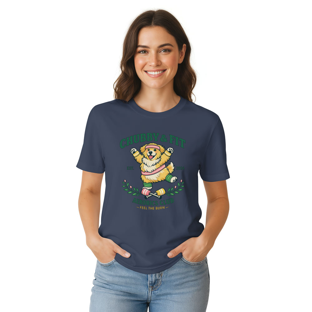 Chubby Golden Retriever Aerobics Club Retro Preppy Dog Graphic Tee Pastel Fitness Design Funny Gifts for Men Women Boy Kids T-Shirt