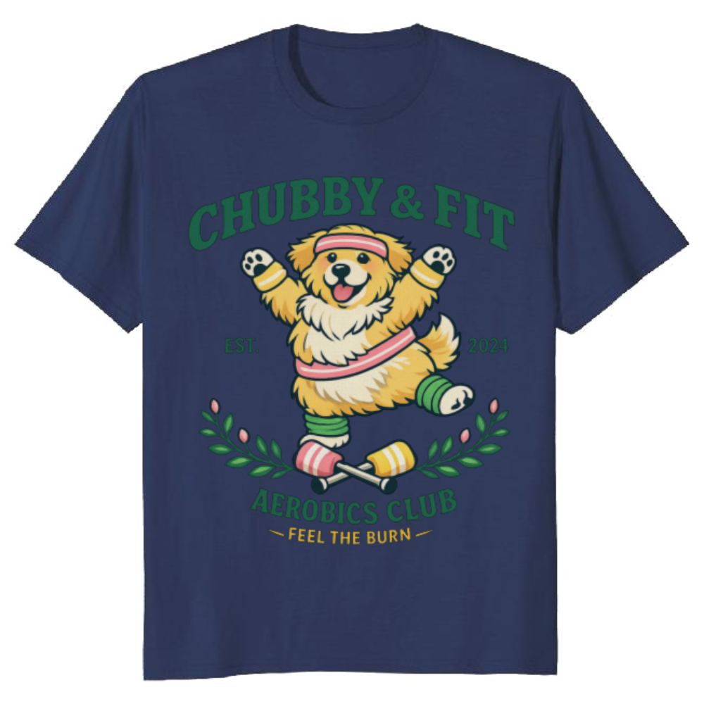 Chubby Golden Retriever Aerobics Club Retro Preppy Dog Graphic Tee Pastel Fitness Design Funny Gifts for Men Women Boy Kids T-Shirt