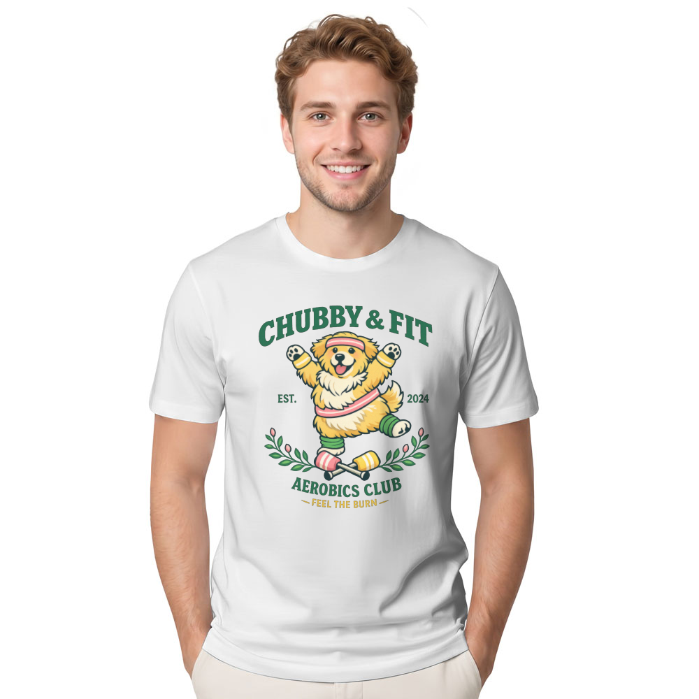 Chubby Golden Retriever Aerobics Club Retro Preppy Dog Graphic Tee Pastel Fitness Design Funny Gifts for Men Women Boy Kids T-Shirt
