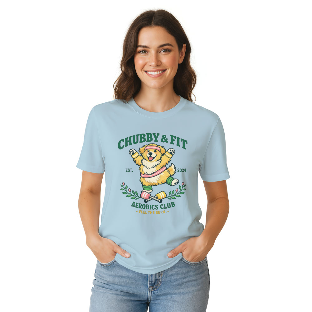 Chubby Golden Retriever Aerobics Club Retro Preppy Dog Graphic Tee Pastel Fitness Design Funny Gifts for Men Women Boy Kids T-Shirt