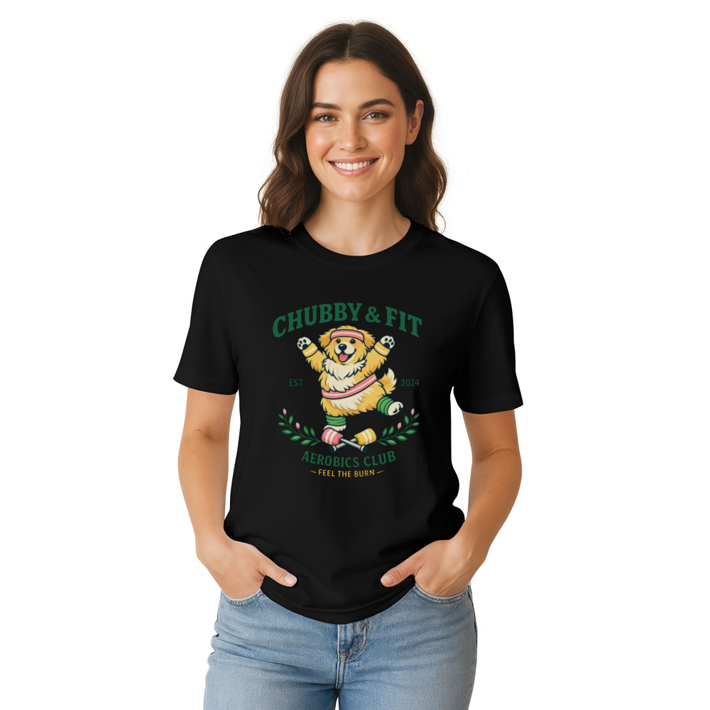 Chubby Golden Retriever Aerobics Club Retro Preppy Dog Graphic Tee Pastel Fitness Design Funny Gifts for Men Women Boy Kids T-Shirt