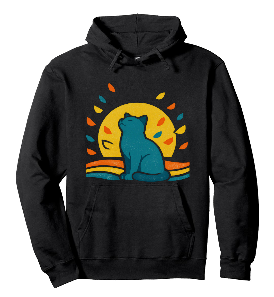 Retro Dreaming Cat Hoodie Cozy Gifts for Men Women Boy Kids Pull over hoodie