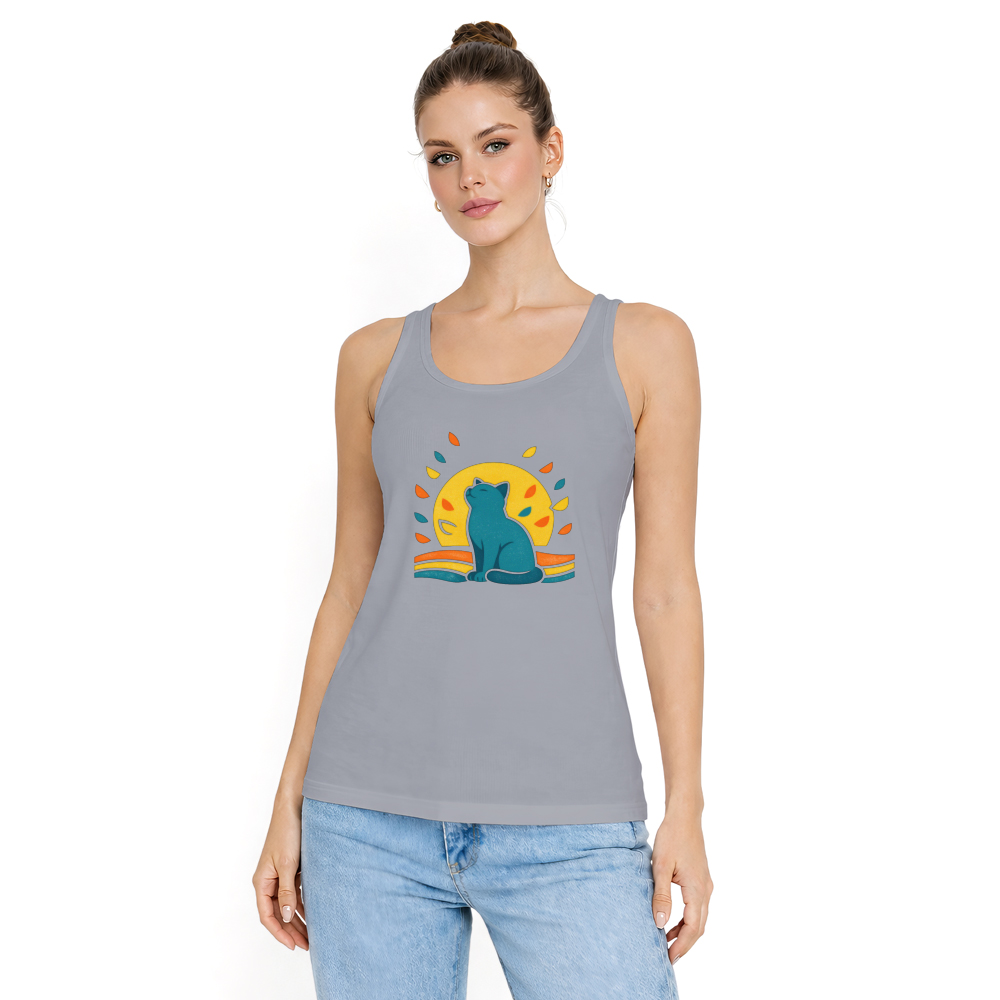 Dreaming Cat 70s Minimalist Tanktop Petals Graphic Peaceful Gifts for Men Women Boy Kids Tanktop