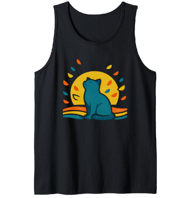 Dreaming Cat 70s Minimalist Tanktop Petals Graphic Peaceful Gifts for Men Women Boy Kids Tanktop
