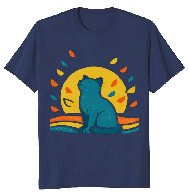 Retro Reverie Dreaming Cat 70s Minimalist Graphic Dreamy Gifts for Men Women Boy Kids T-Shirt