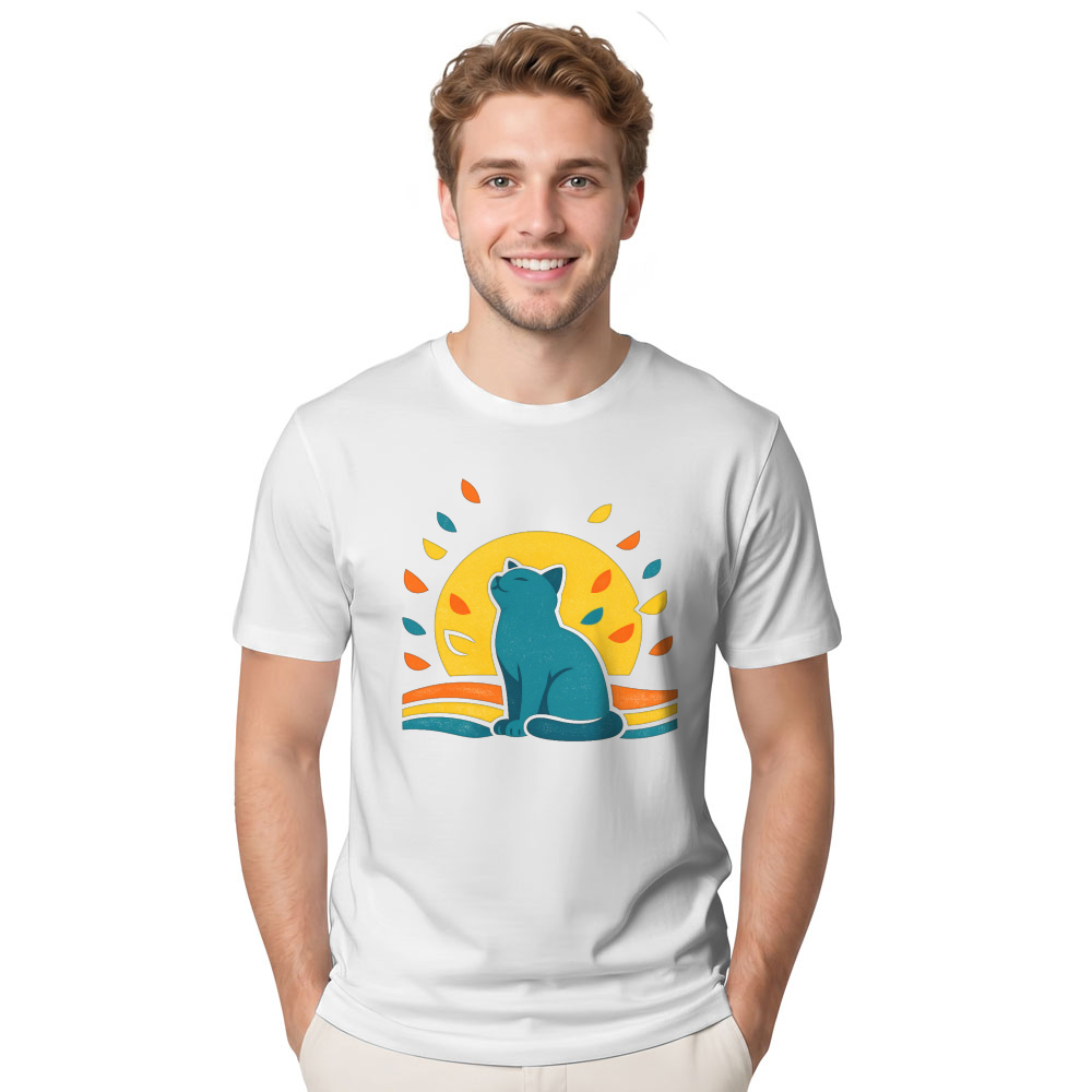Retro Reverie Dreaming Cat 70s Minimalist Graphic Dreamy Gifts for Men Women Boy Kids T-Shirt
