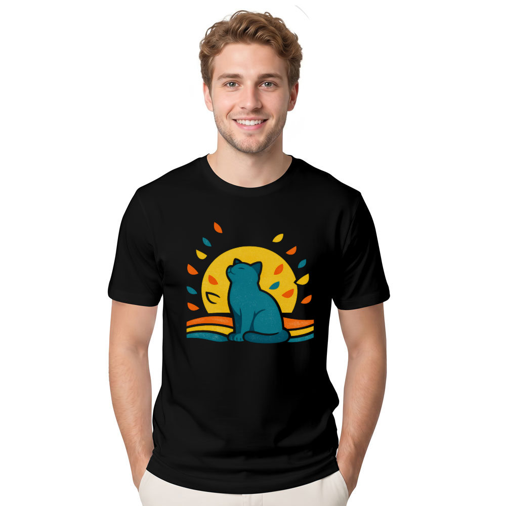 Retro Reverie Dreaming Cat 70s Minimalist Graphic Dreamy Gifts for Men Women Boy Kids T-Shirt