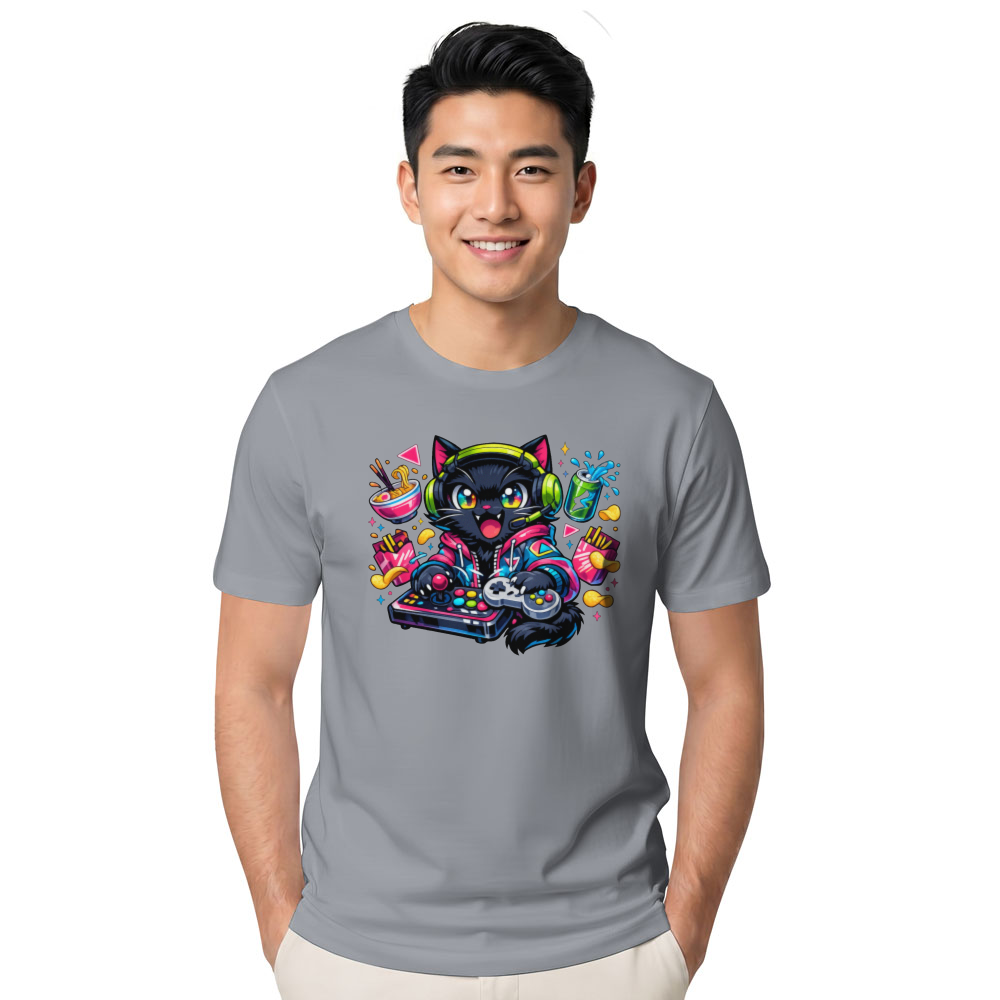 Neon Neko Anime Otaku Cat T-Shirt For Gamers Retro Synthwave Cool Gifts For Men Women Boy Kids T-Shirt