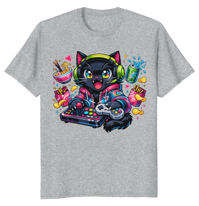 Neon Neko Anime Otaku Cat T-Shirt For Gamers Retro Synthwave Cool Gifts For Men Women Boy Kids T-Shirt