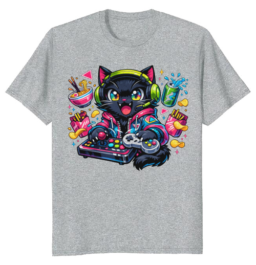 Neon Neko Anime Otaku Cat T-Shirt For Gamers Retro Synthwave Cool Gifts For Men Women Boy Kids T-Shirt