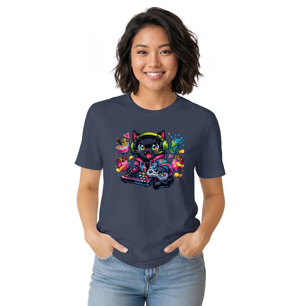 Neon Neko Anime Otaku Cat T-Shirt For Gamers Retro Synthwave Cool Gifts For Men Women Boy Kids T-Shirt