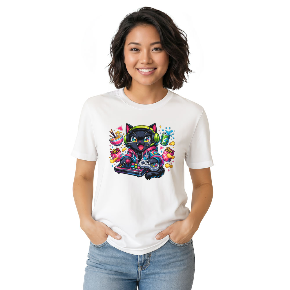 Neon Neko Anime Otaku Cat T-Shirt For Gamers Retro Synthwave Cool Gifts For Men Women Boy Kids T-Shirt